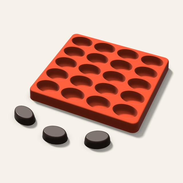 Oval Candy Mold, 1.25 Inch, 20 Cavity, 3D render