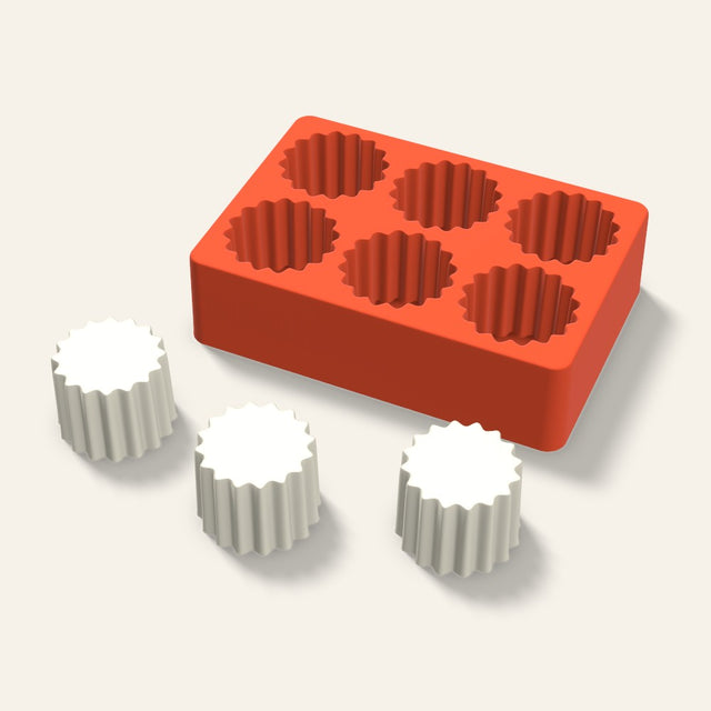 Ribbed Pillar Votive Candle Mold, 2 x 1.5 Inch, 6 Cavity, 3D render