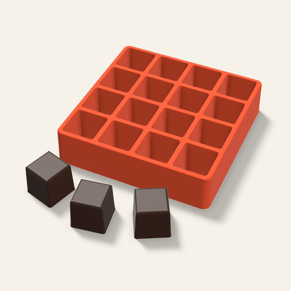 Cube Chocolate Mold, 1.5 Inch, 16 Cavity, 3D render