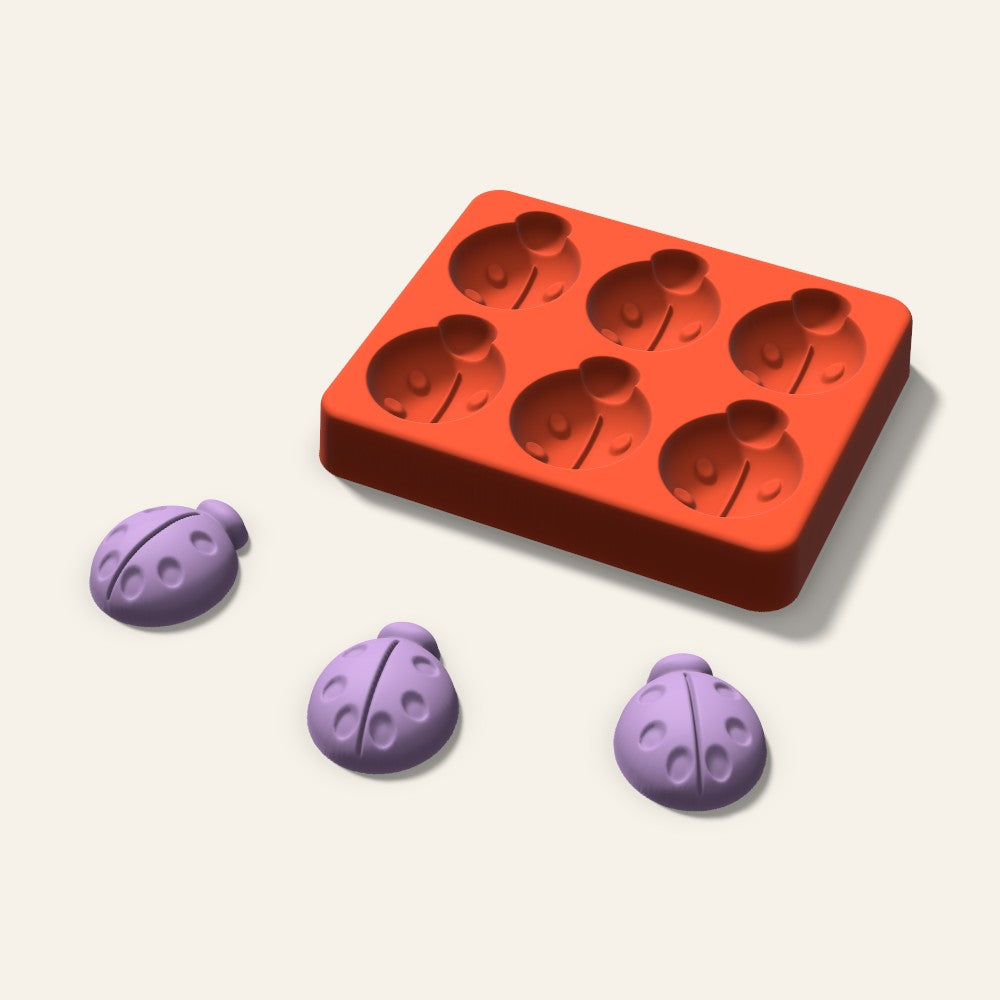 Ladybug Wax Melt Mold, 1.5 Inch, 6 Cavity, 3D render
