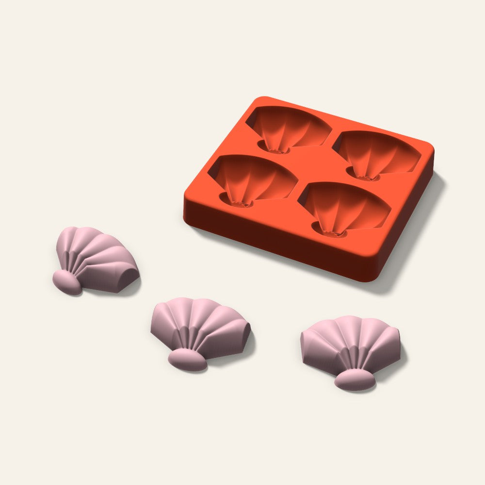 Shell Soap Mold, 2 Inch, 4 Cavity, 3D render