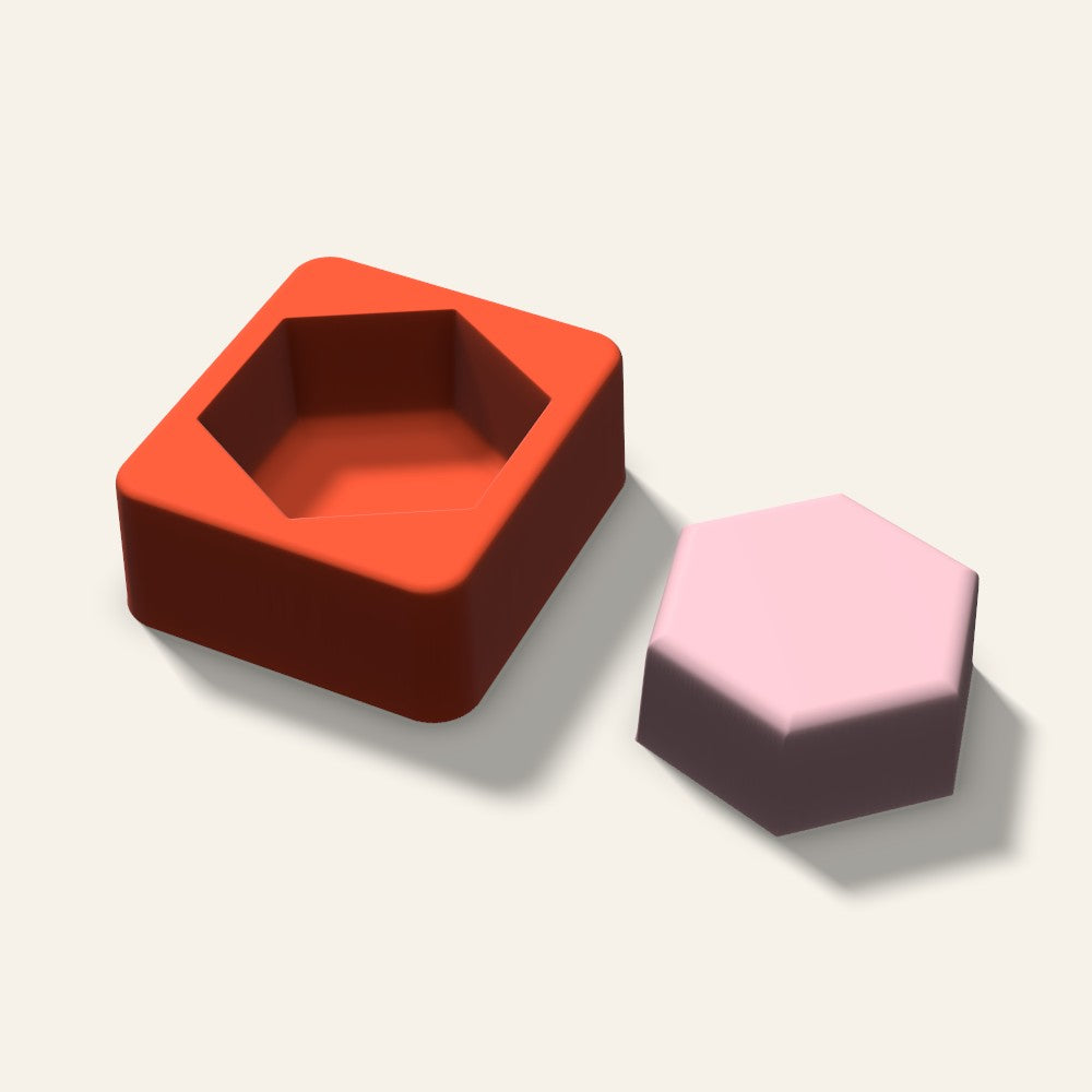 Hexagon Soap Mold, 2.5 Inch, 3D render