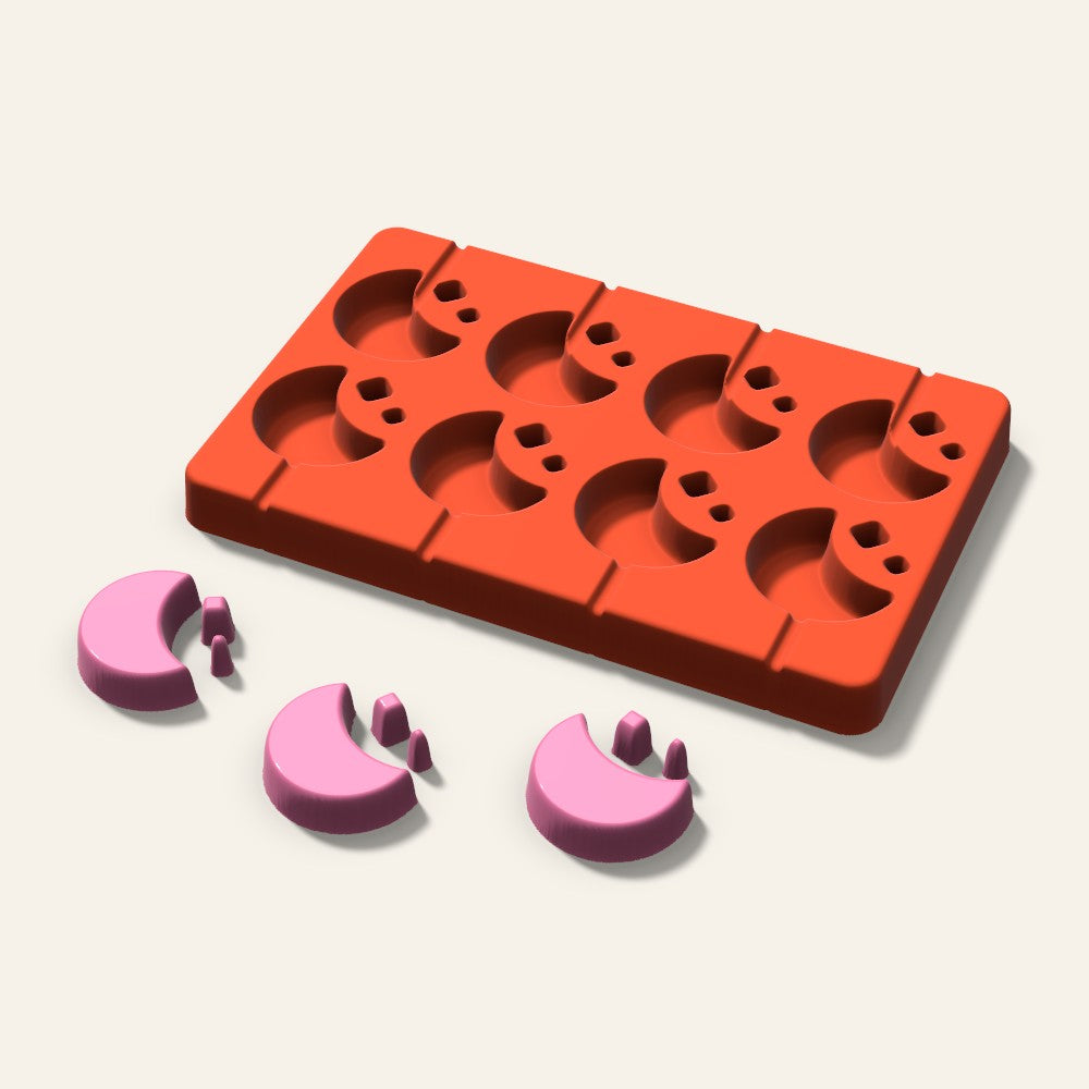 Moon and Stars Lollipop Mold, 1.5 Inch, 8 Cavity, 3D render