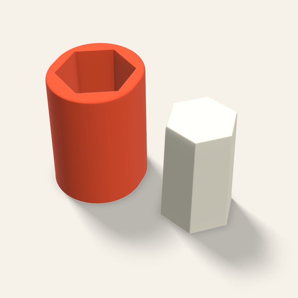 Hexagon Pillar Candle Mold, 2 x 3 Inch, 3D render
