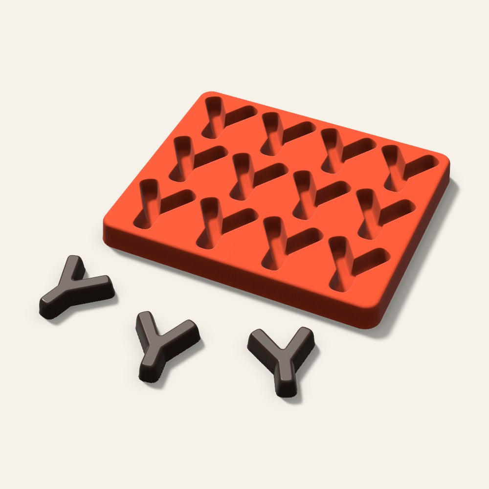 Letter Y Candy Mold, 1.5 Inch, 12 Cavity, 3D render