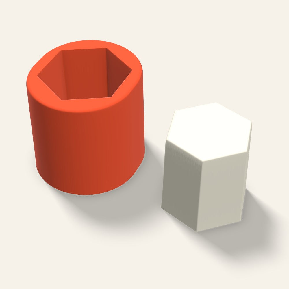 Hexagon Pillar Candle Mold, 2 x 2 Inch, 3D render