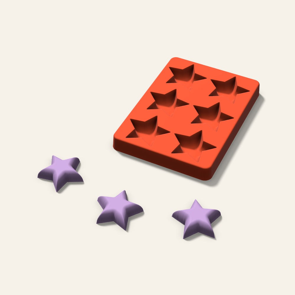 Star Wax Melt Mold, 2 Inch, 6 Cavity, 3D render