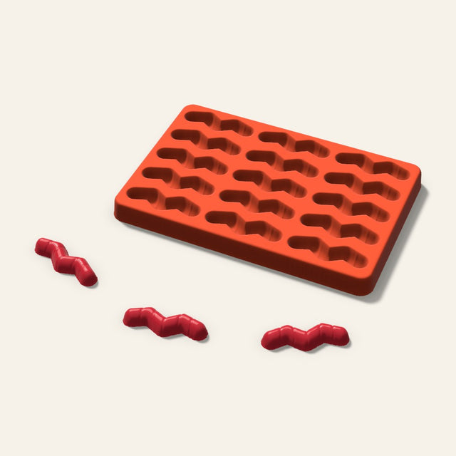 Gummy Worm Mold, 2 Inch, 15 Cavity, 3D render