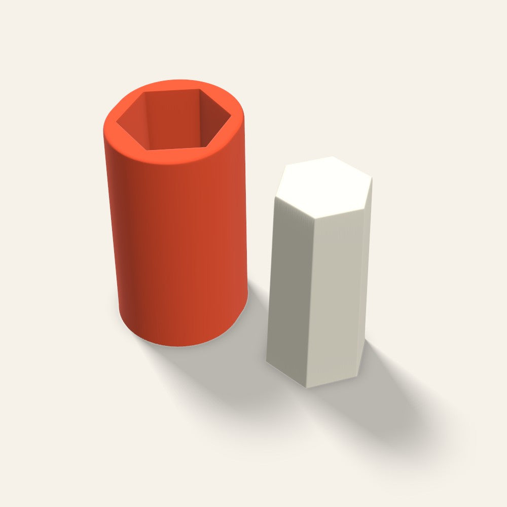 Hexagon Pillar Candle Mold, 2 x 4 Inch, 3D render