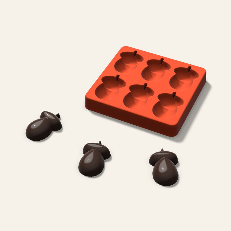 Acorn Chocolate Mold, 2 Inch, 6 Cavity