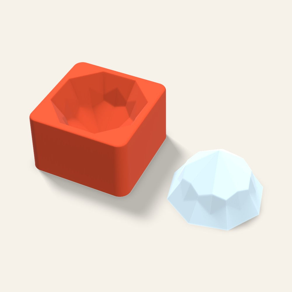 Octagon Gem Ice Mold, 3 Inch, 3D render