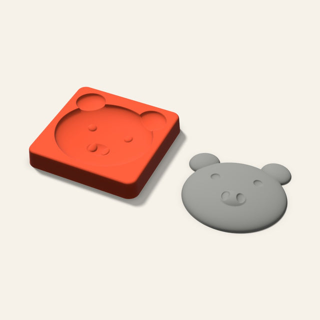Pig Plaster Ornament Mold, 3.5 Inch, 3D render