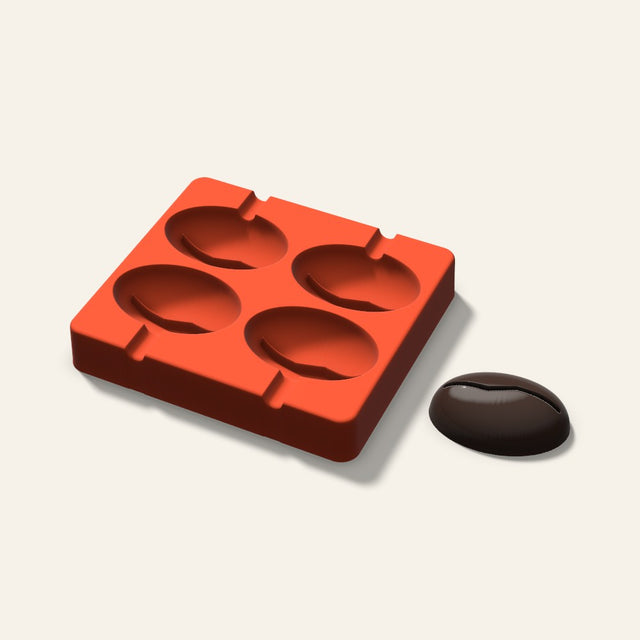 Coffee Bean Cakesicle Mold, 2.5 Inch, 4 Cavity, 3D render