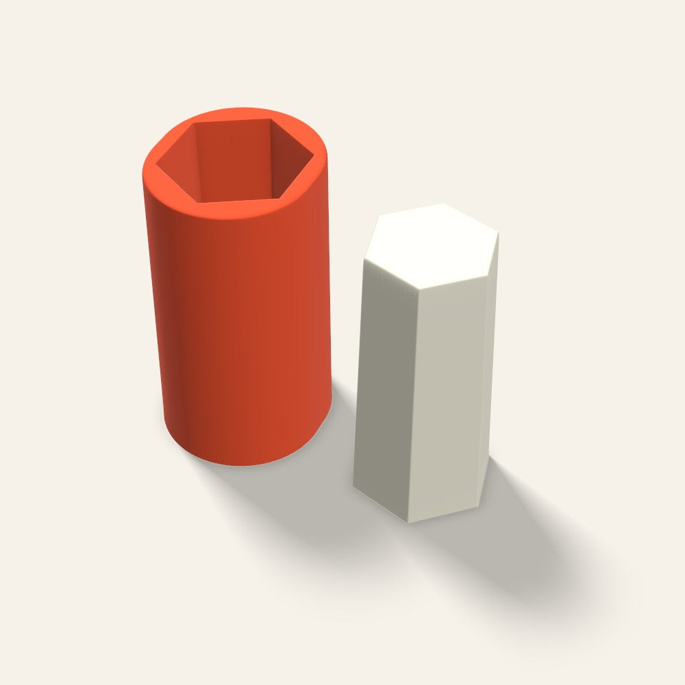 Hexagon Pillar Candle Mold, 2.5 x 5 Inch, 3D render