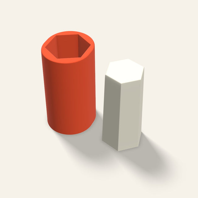 Hexagon Pillar Candle Mold, 2.5 x 5 Inch, 3D render