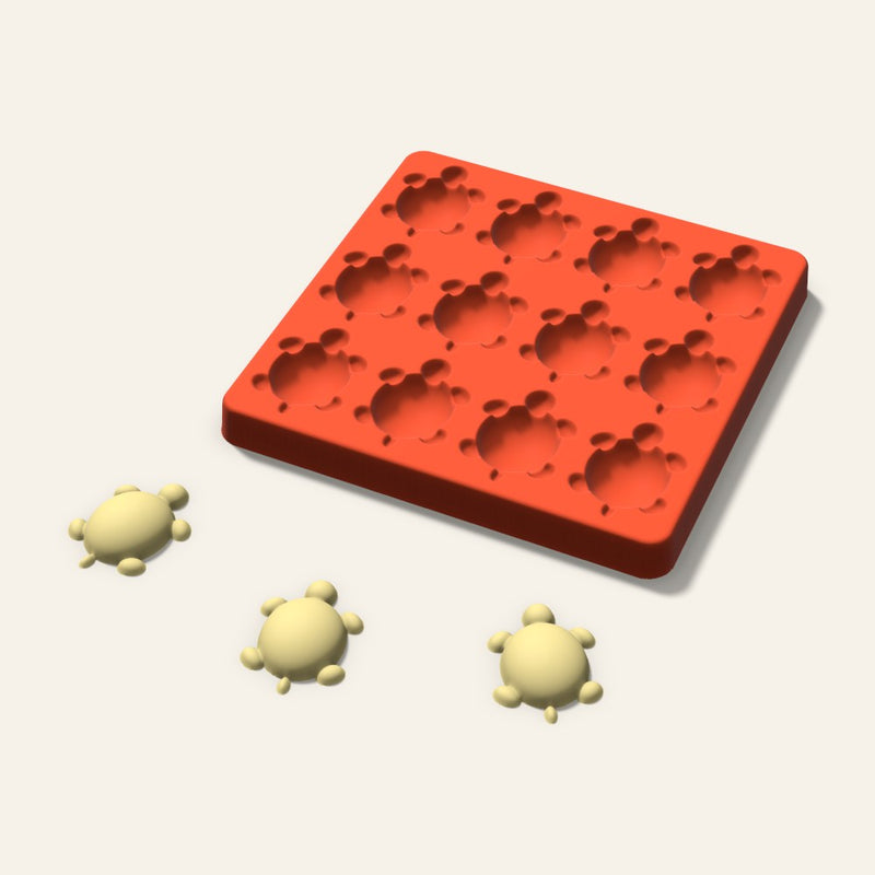 Turtle Butter Pat Mold, 1.75 Inch, 12 Cavity