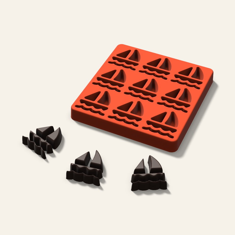 Sailboat Chocolate Mold, 1.75 Inch, 9 Cavity, 3D render