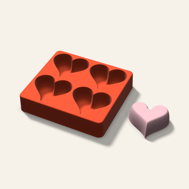 Heart Soap Mold, 2.5 Inch, 4 Cavity, 3D render