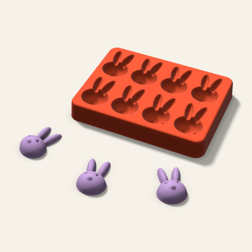 Bunny Wax Melt Mold, 1.5 Inch, 8 Cavity, 3D render