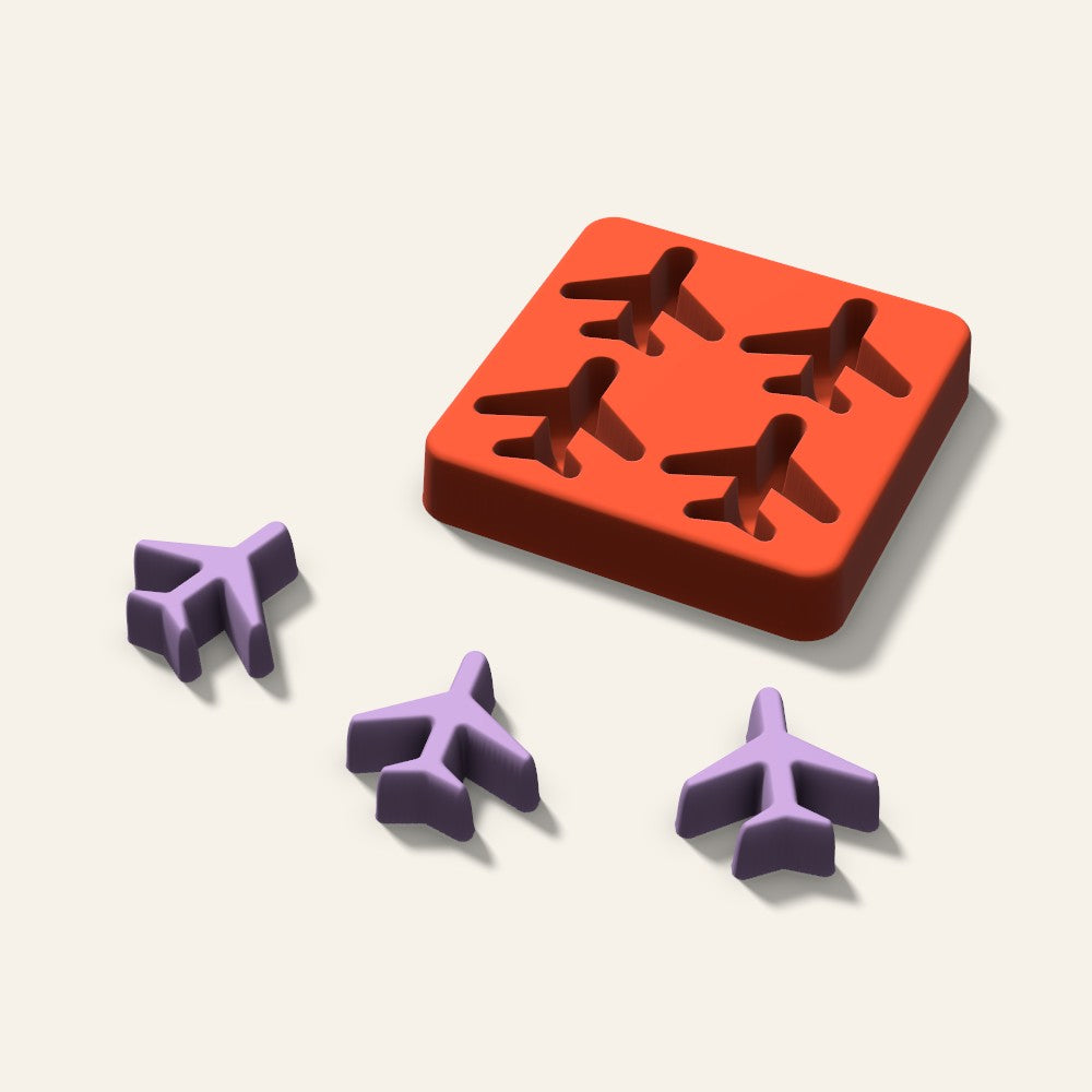 Airplane Wax Melt Mold, 1.5 Inch, 4 Cavity, 3D render