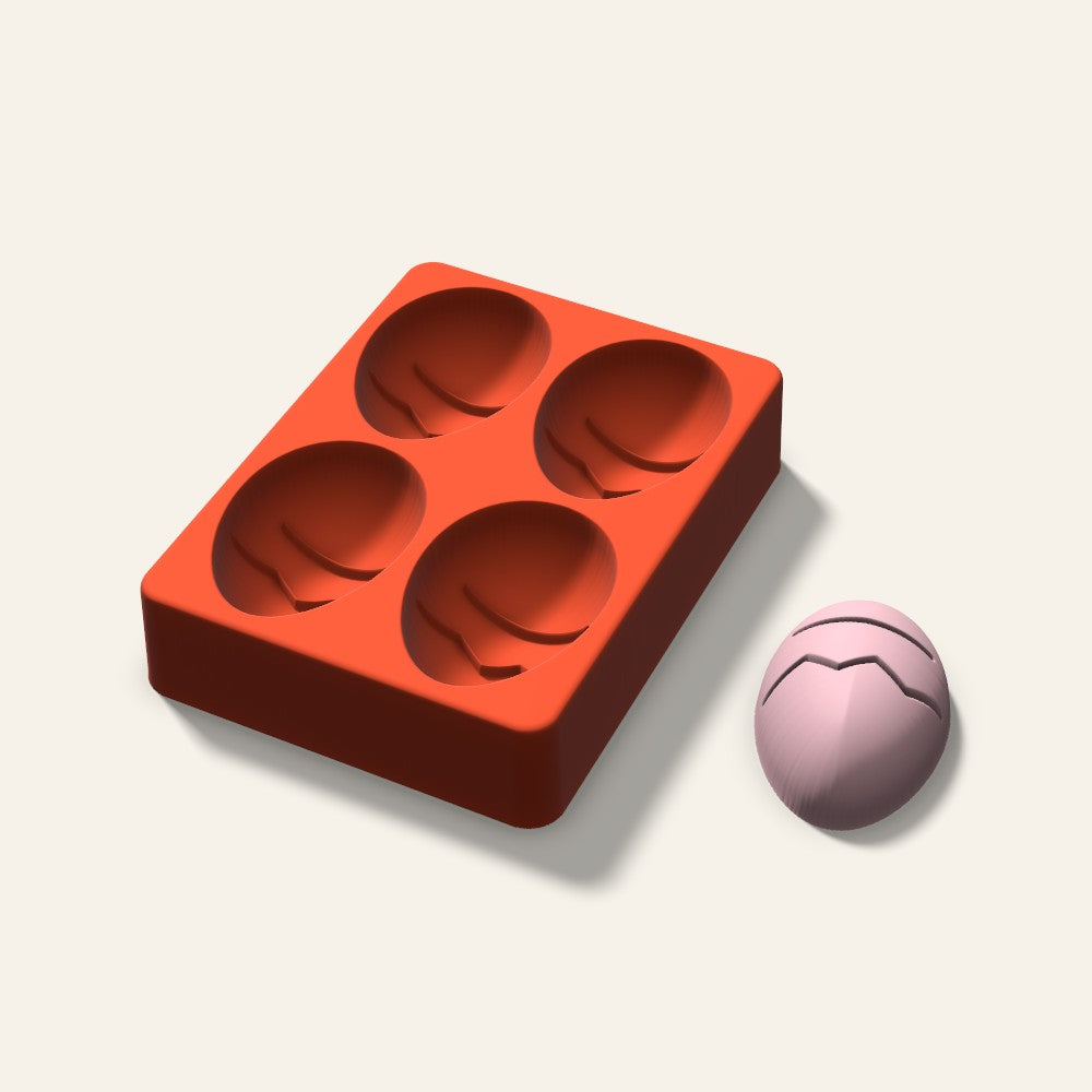 Decorated Egg Soap Mold, 2.5 Inch, 4 Cavity, 3D render