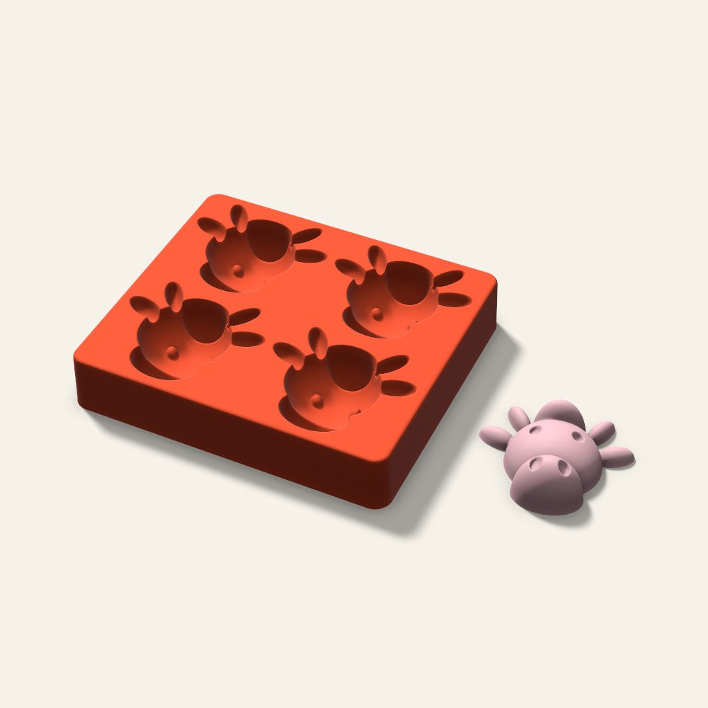 Cow Soap Mold, 3 Inch, 4 Cavity, 3D render