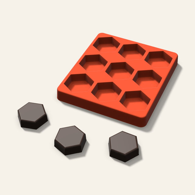 Hexagon Chocolate Mold, 1.75 Inch, 9 Cavity, 3D render