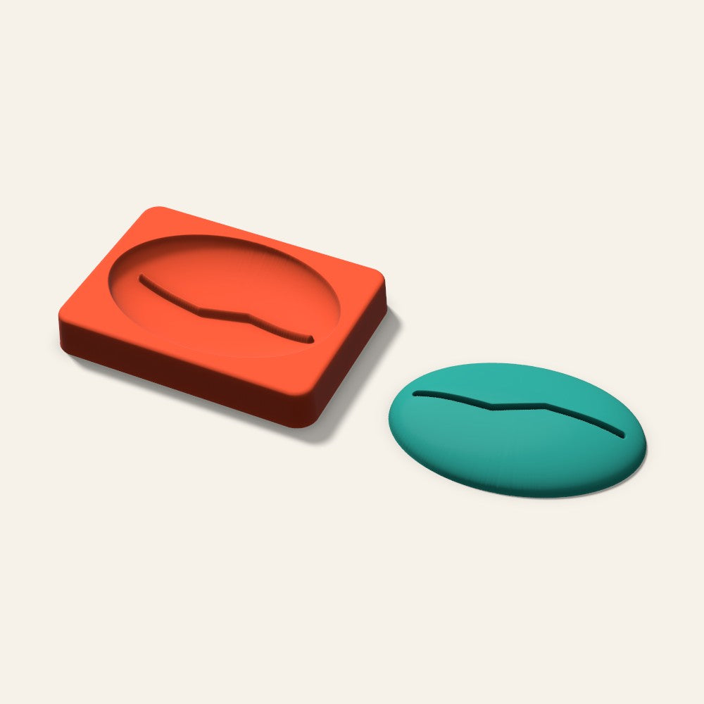 Coffee Bean Freshie Mold, 4 Inch, 3D render