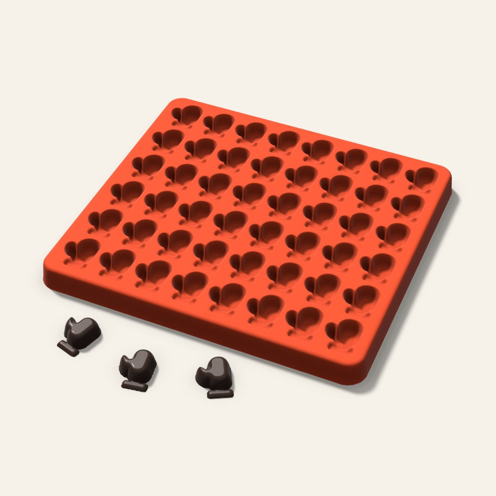 Mitten Gummy Mold, 0.75 Inch, 48 Cavity, 3D render