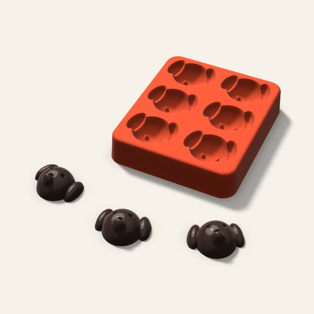 Dog Chocolate Mold, 1.5 Inch, 6 Cavity, 3D render