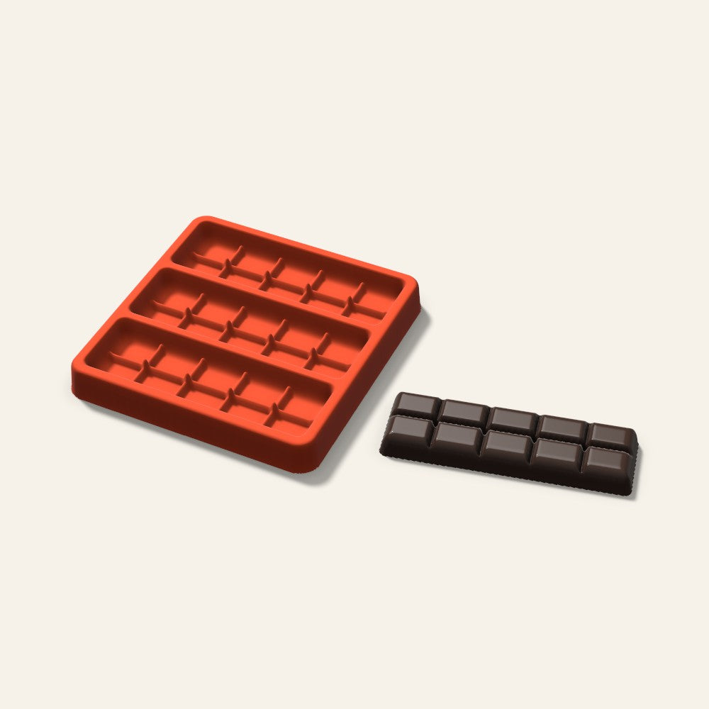 Slim Chocolate Bar Mold, 4 Inch, 3 Cavity, 3D render