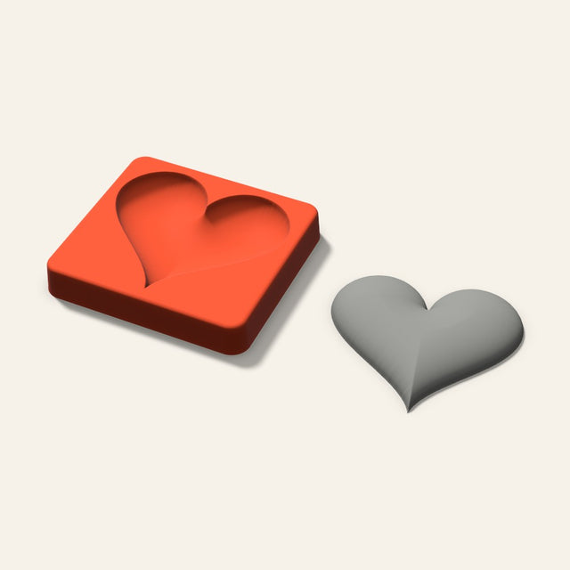 Puffy Heart Plaster Ornament Mold, 3.5 Inch, 3D render