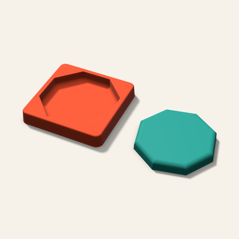 Octagon Freshie Mold, 4 Inch, 3D render