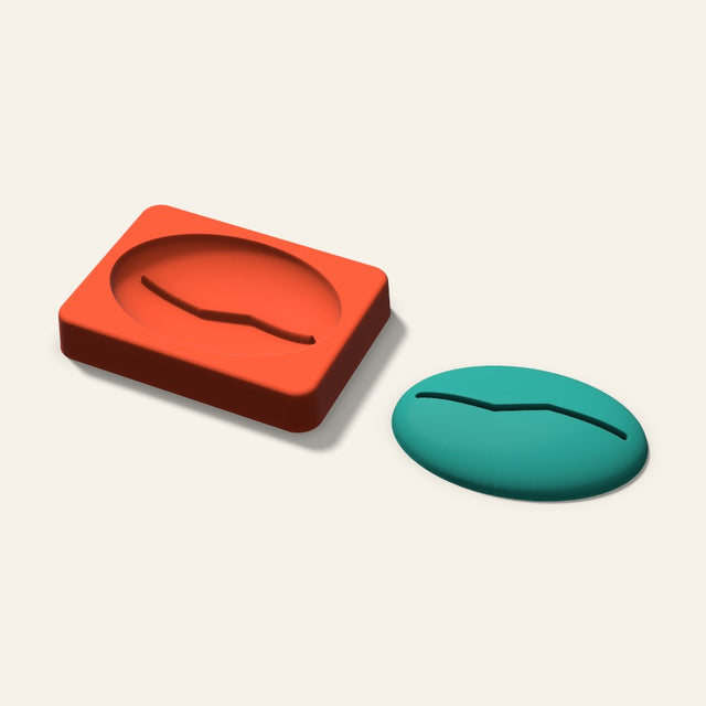 Coffee Bean Freshie Mold, 3.5 Inch, 3D render