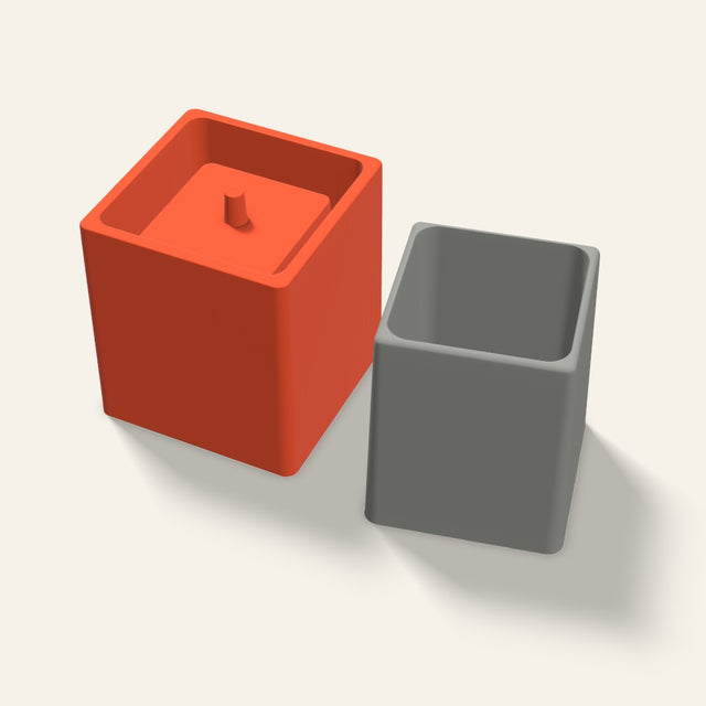 Tall Square Concrete Planter Mold, 5 Inch, 3D render