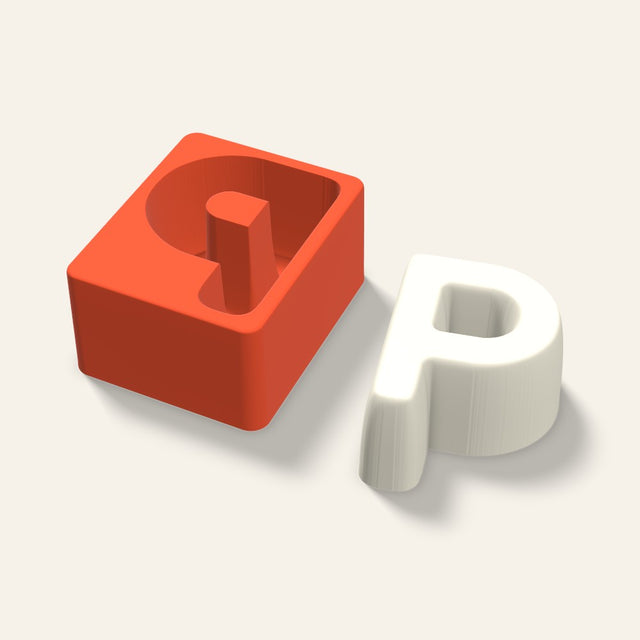 Letter P Candle Mold, 4 x 2 Inch, 3D render