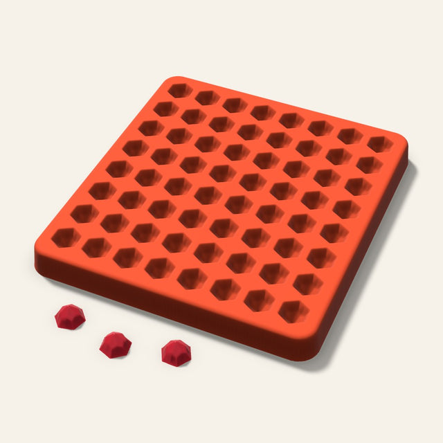 Hexagon Gem Candy Mold, 0.5 Inch, 64 Cavity, 3D render