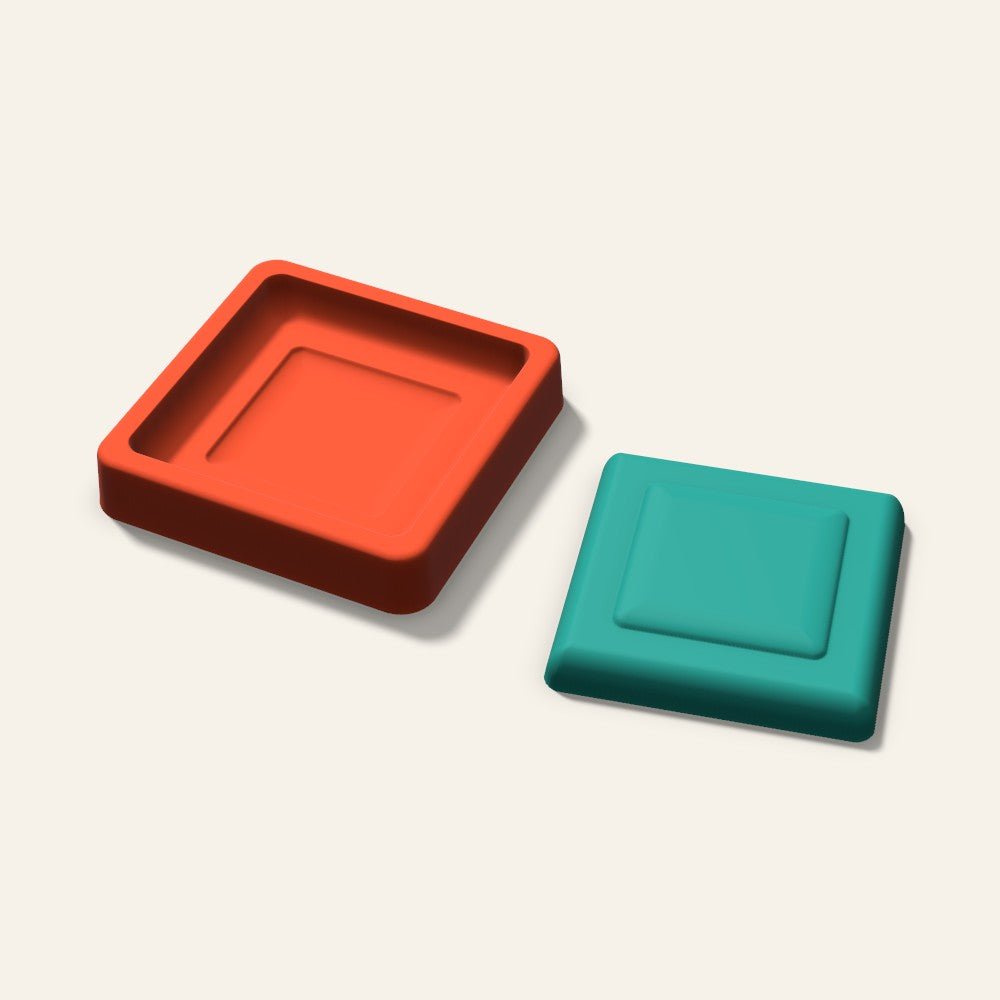 Embossed Square Freshie Mold, 3 Inch, 3D render