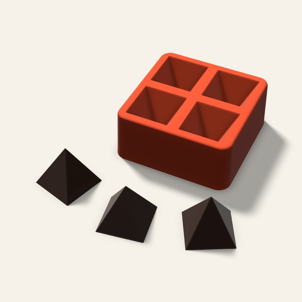 Pyramid Chocolate Mold, 1.75 Inch, 4 Cavity, 3D render