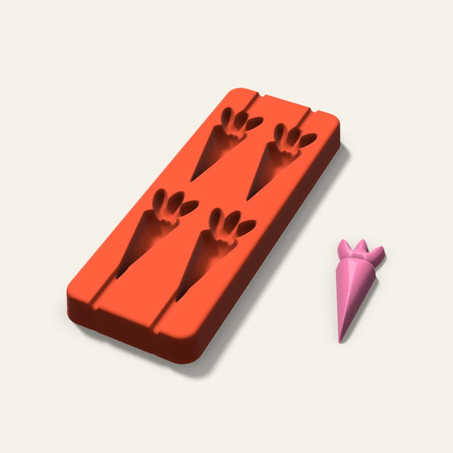 Carrot Lollipop Mold, 2.5 Inch, 4 Cavity, 3D render