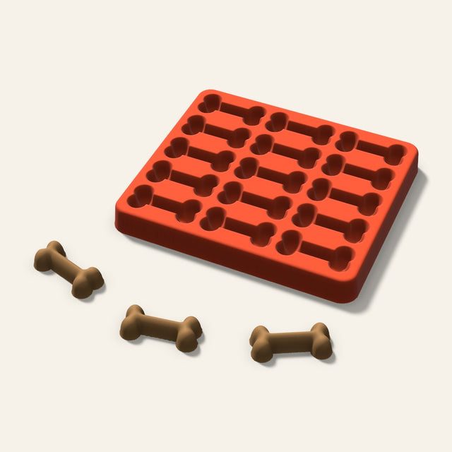Dog Bone Pet Treat Mold, 1.5 Inch, 15 Cavity, 3D render