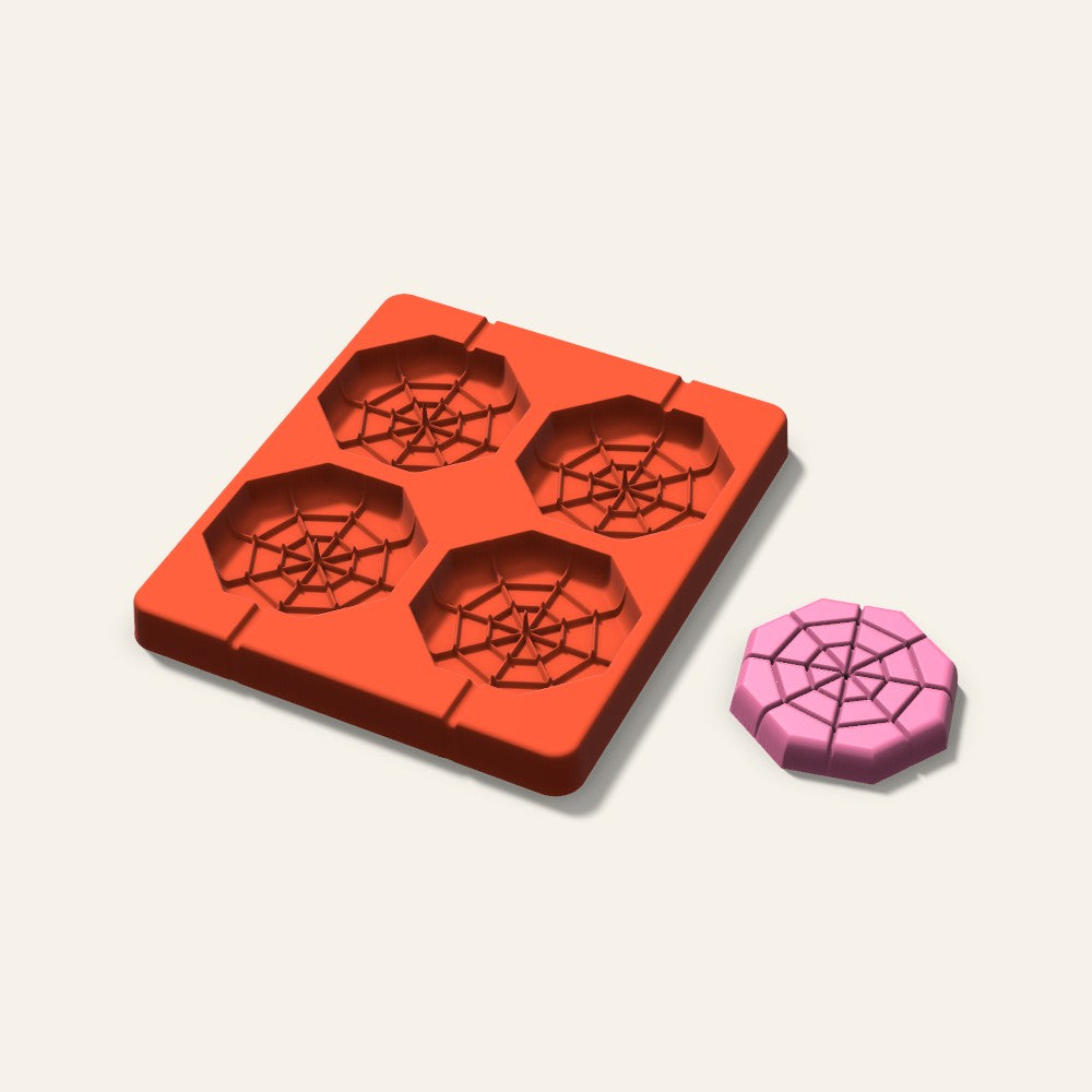 Spider Web Lollipop Mold, 2.5 Inch, 4 Cavity, 3D render
