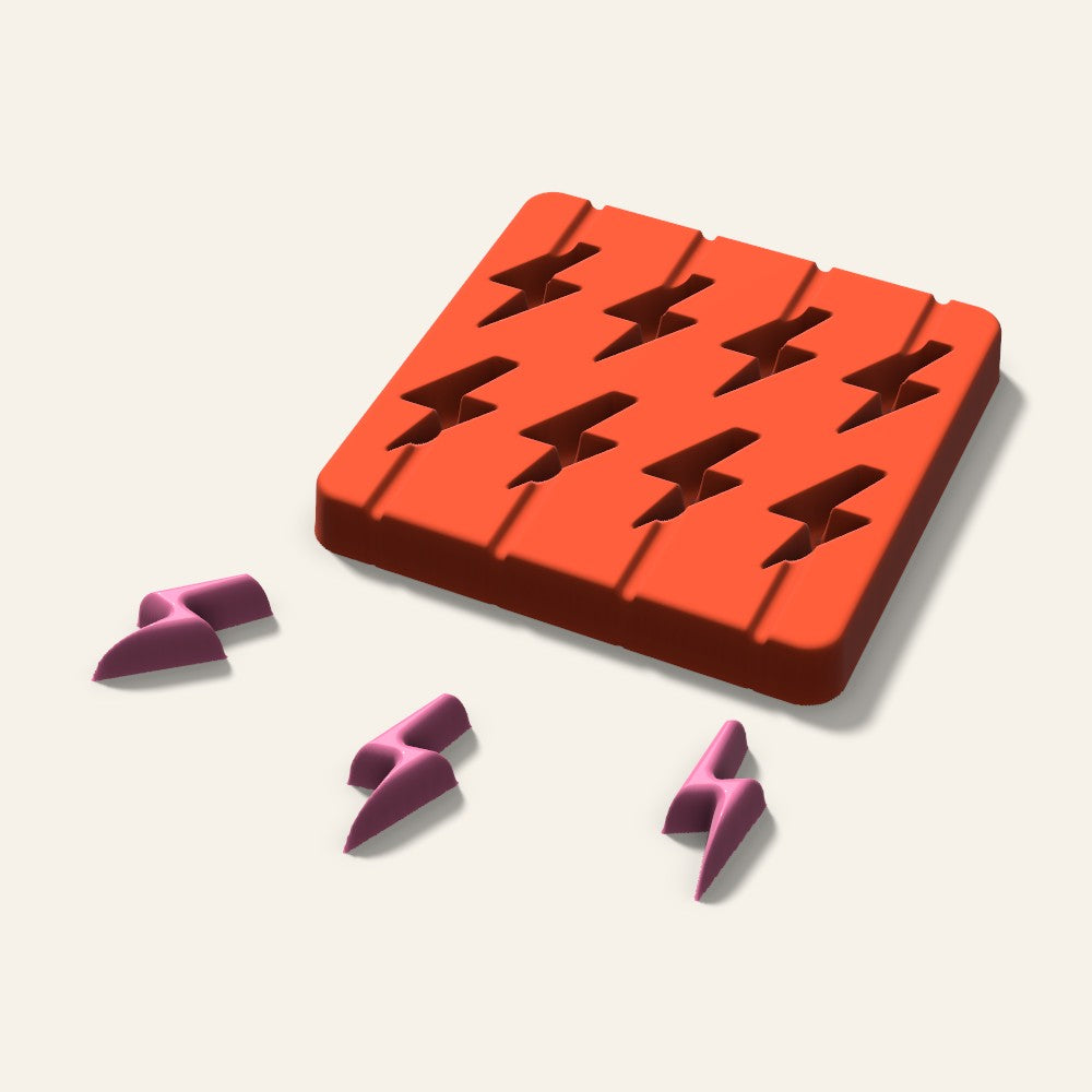 Lightning Bolt Lollipop Mold, 1.5 Inch, 8 Cavity, 3D render