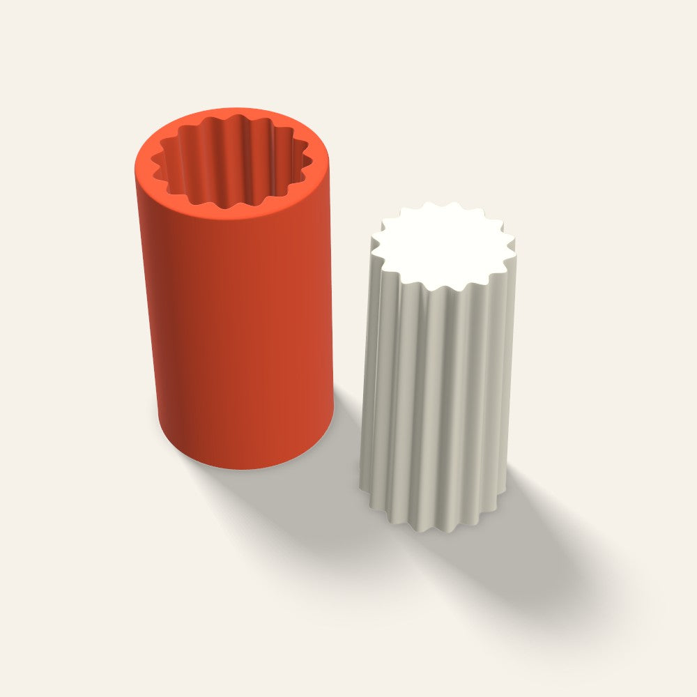 Ribbed Pillar Candle Mold, 3 x 6 Inch, 3D render