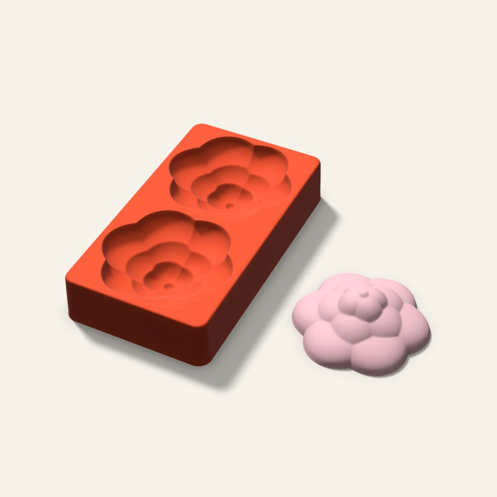 Rosette Soap Mold, 3.5 Inch, 2 Cavity, 3D render