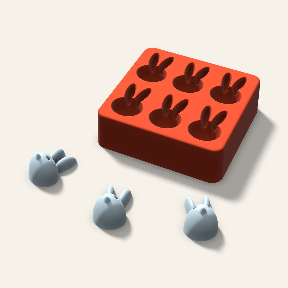 Bunny Ice Mold, 1.5 Inch, 6 Cavity, 3D render