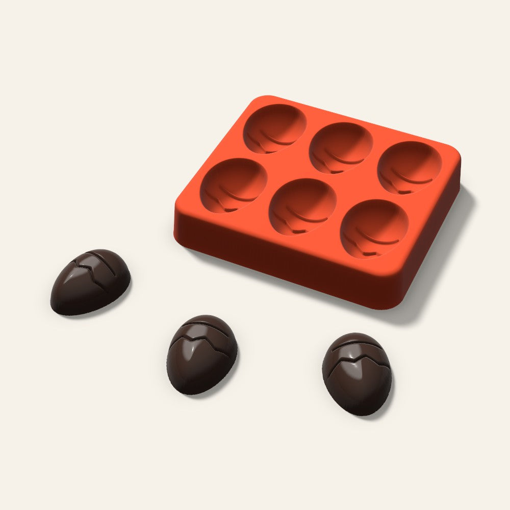 Decorated Egg Candy Mold, 1.25 Inch, 6 Cavity, 3D render