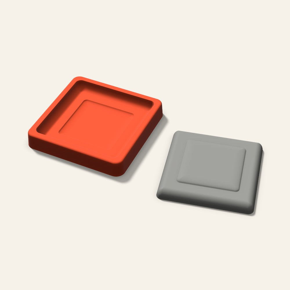 Embossed Square Plaster Ornament Mold, 3.5 Inch, 3D render