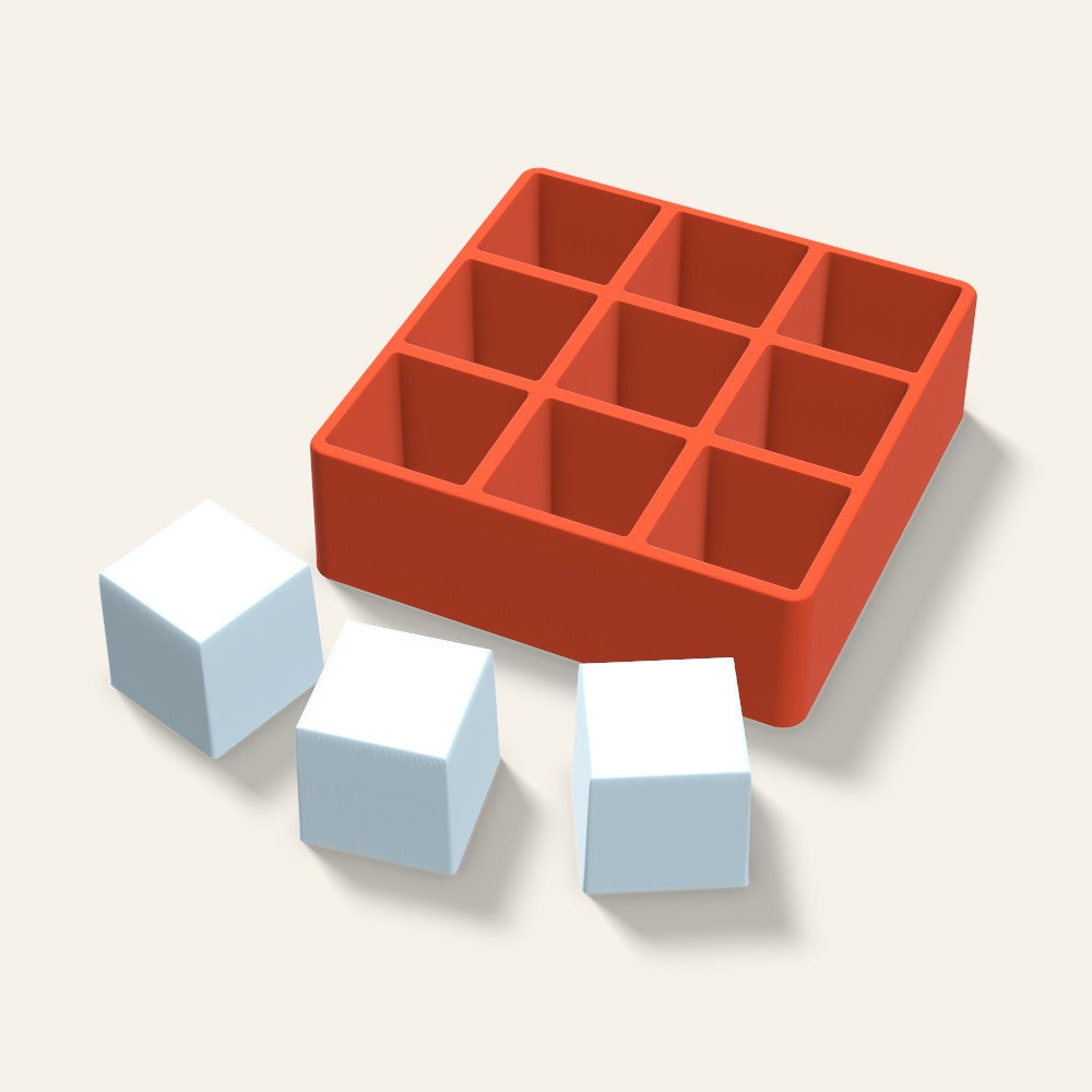 Sharp Cube Ice Mold, 2 Inch, 9 Cavity, 3D render