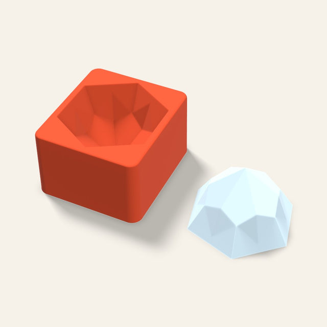Hexagon Gem Ice Mold, 3.5 Inch, 3D render